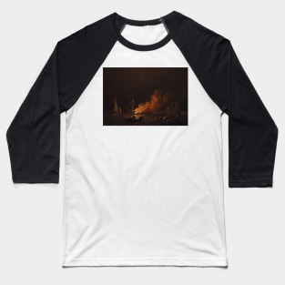 Charles Brooking - Ship on fire at night Baseball T-Shirt